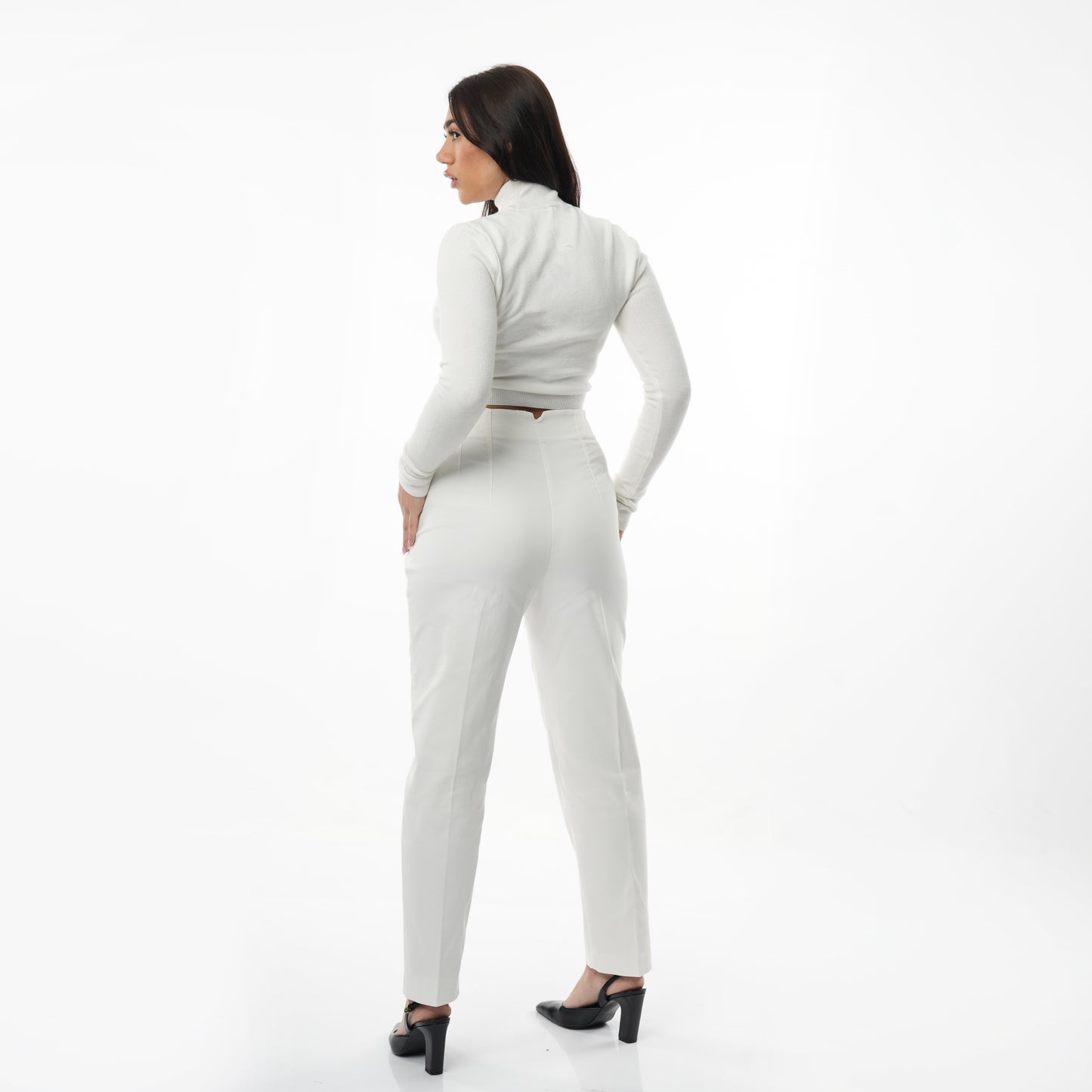 Turtle Neck Long Sleeve Knit Crop Top