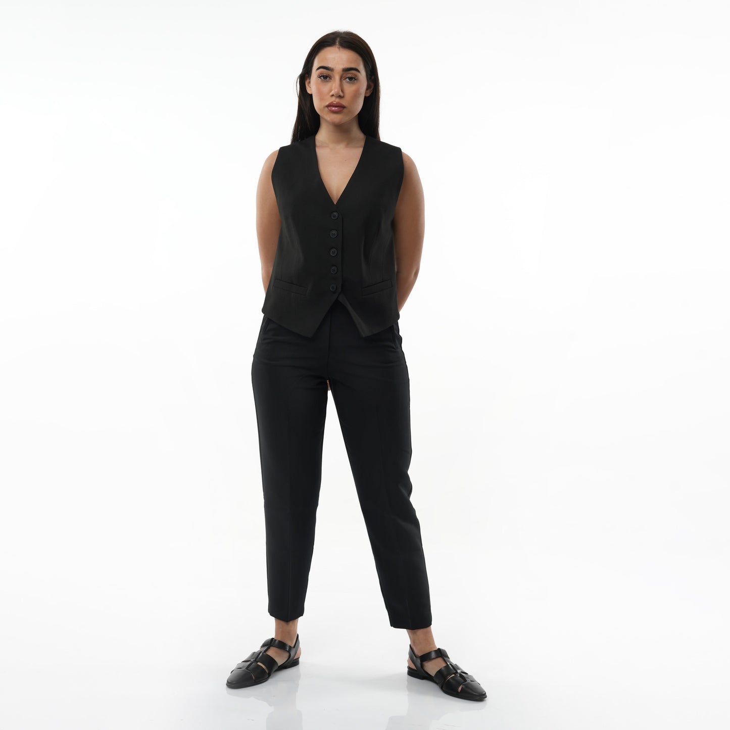 Button-Up Waistcoat with Piping Pockets