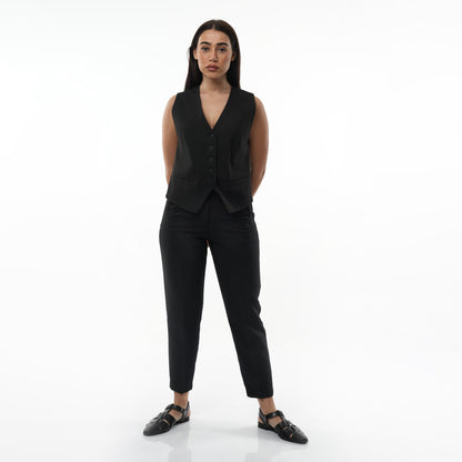 Button-Up Waistcoat with Piping Pockets