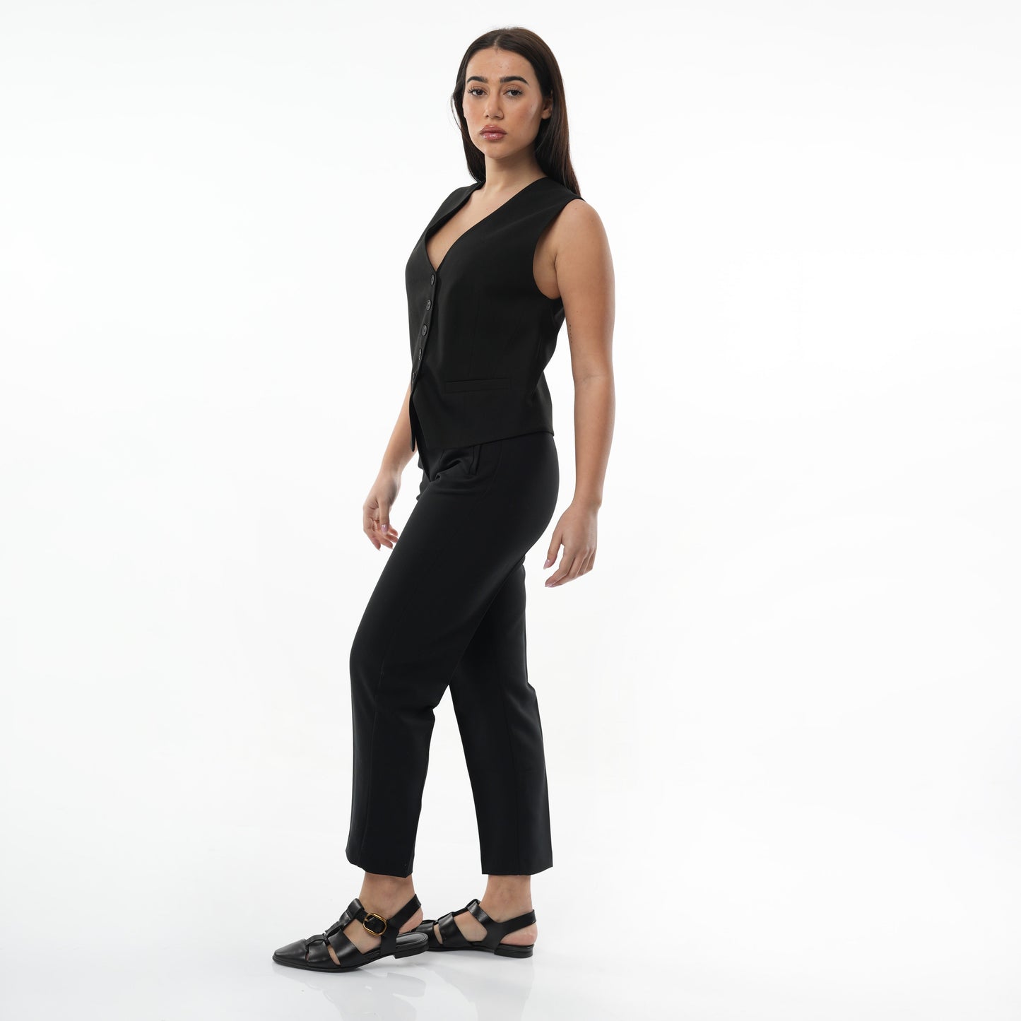 Button-Up Waistcoat with Piping Pockets