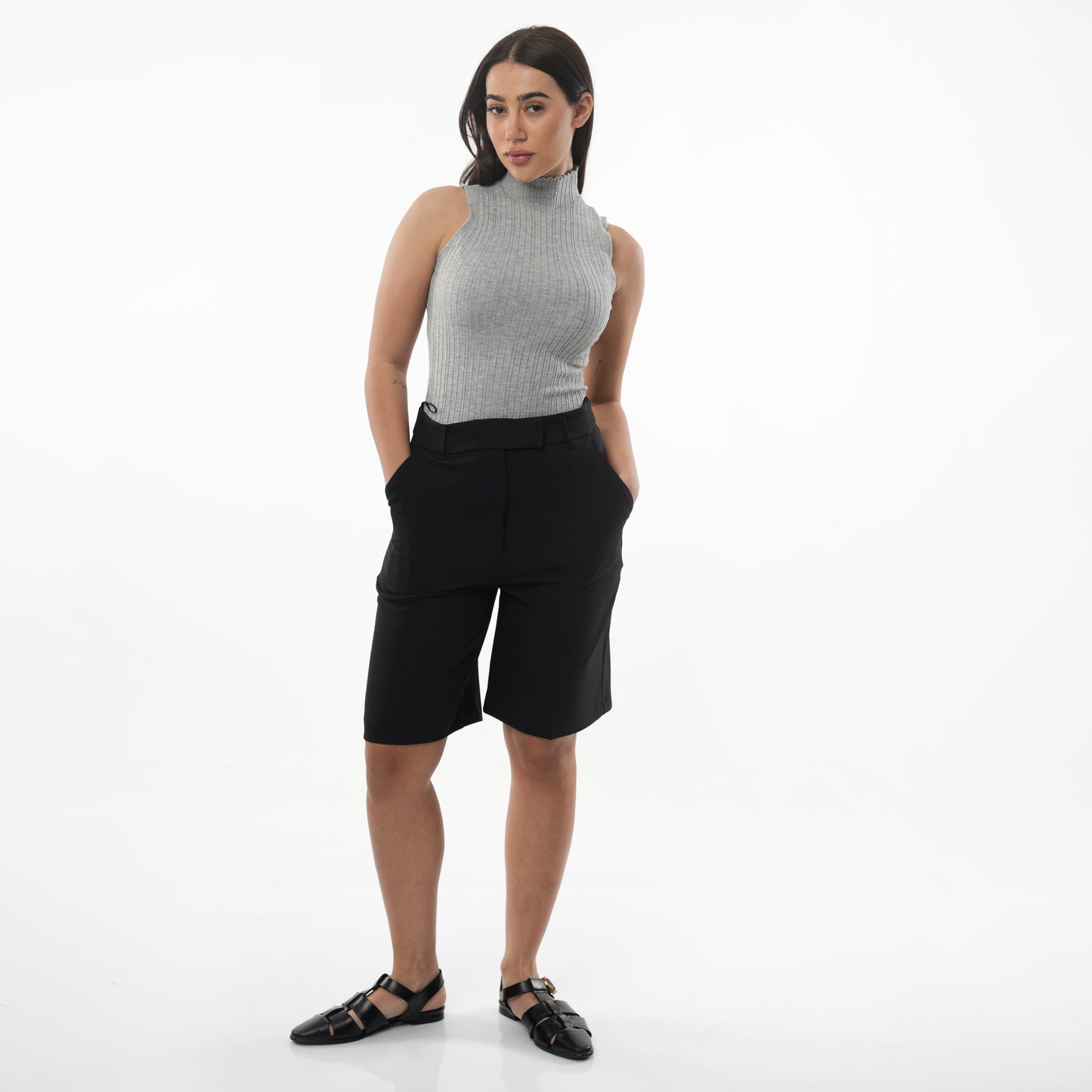 Turtle Neck Sleeveless Knit Sweater