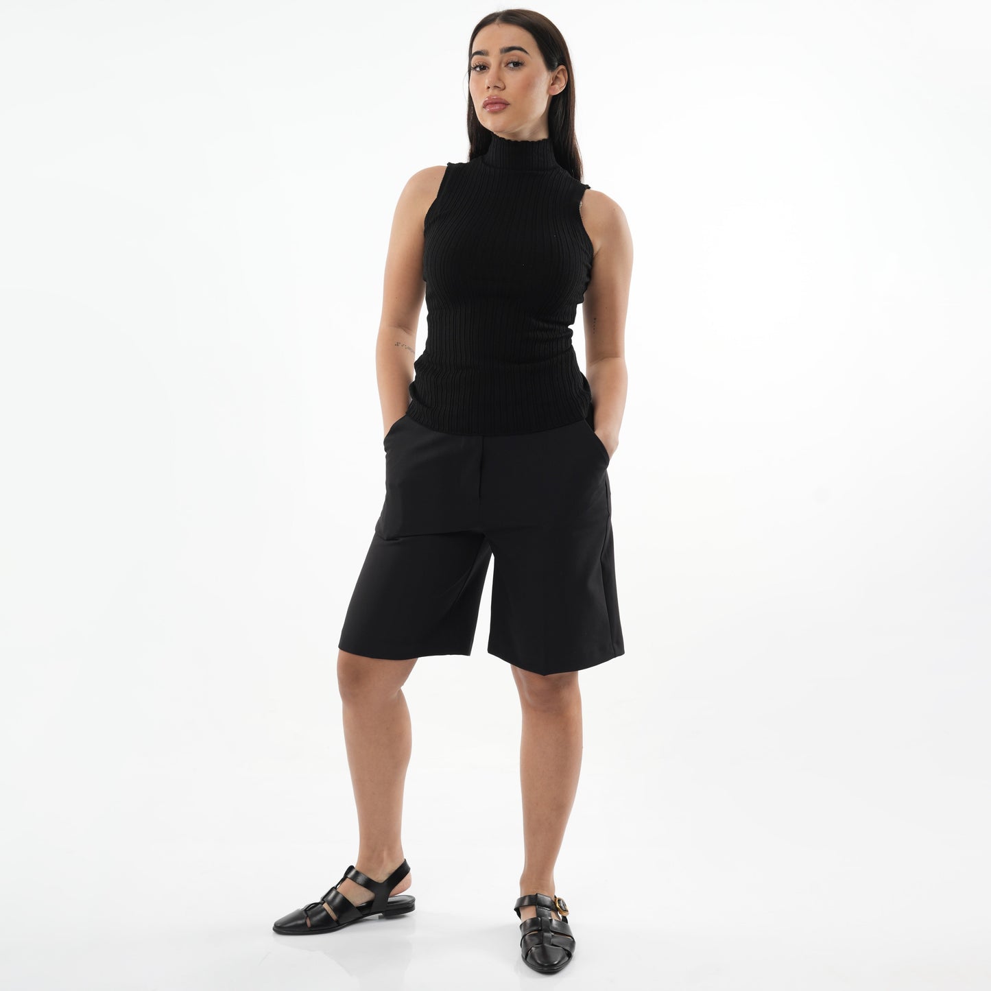 Turtle Neck Sleeveless Knit Sweater