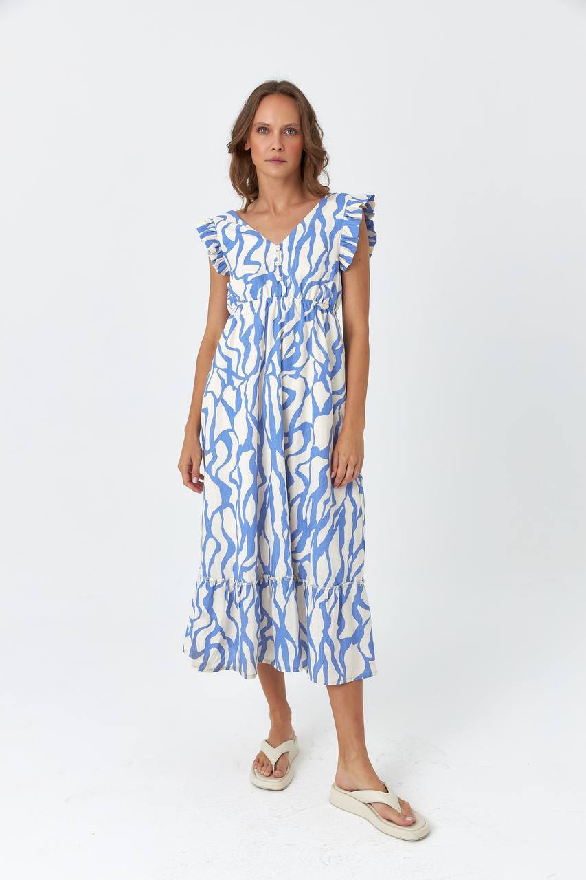Ruffle Sleeve Midi Dress