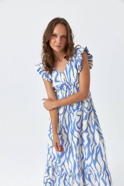 Ruffle Sleeve Midi Dress