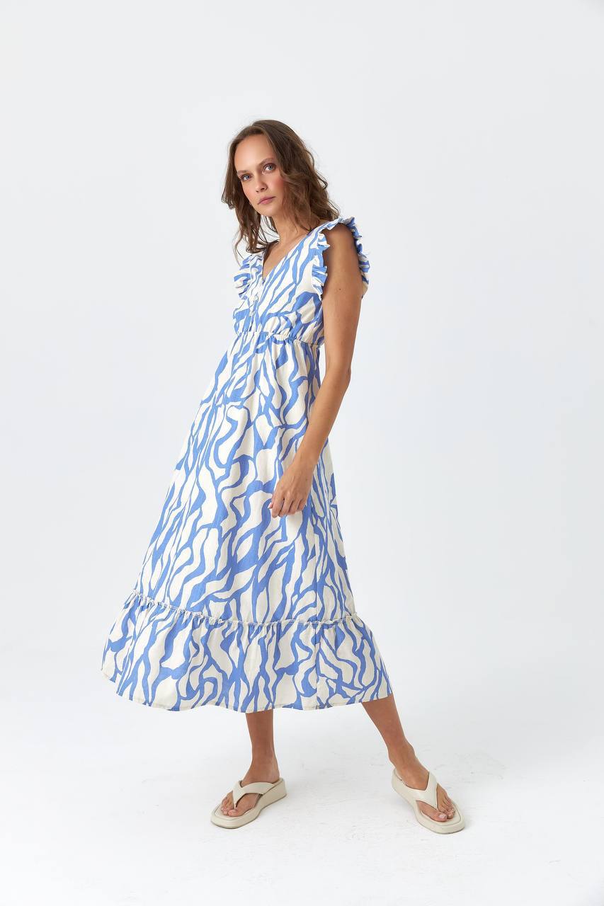 Ruffle Sleeve Midi Dress