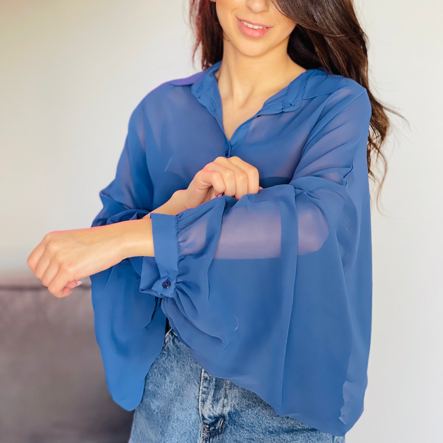 Long sleeve Chiffon Shirt | 3 Colors